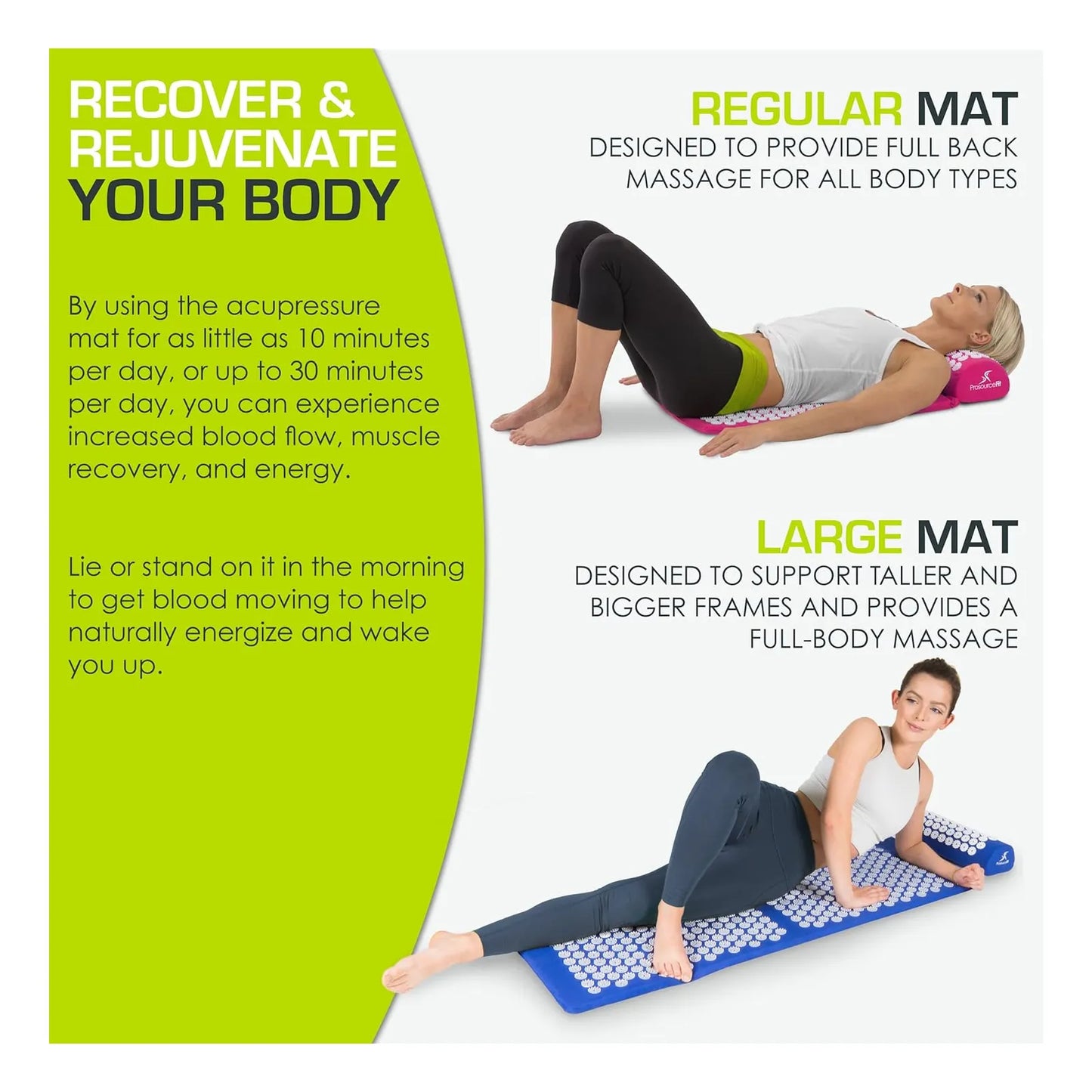 Colchoneta De Acupresion ProsourceFit Alivia Dolor Espalda Y Cuello Con Almohada Incluida