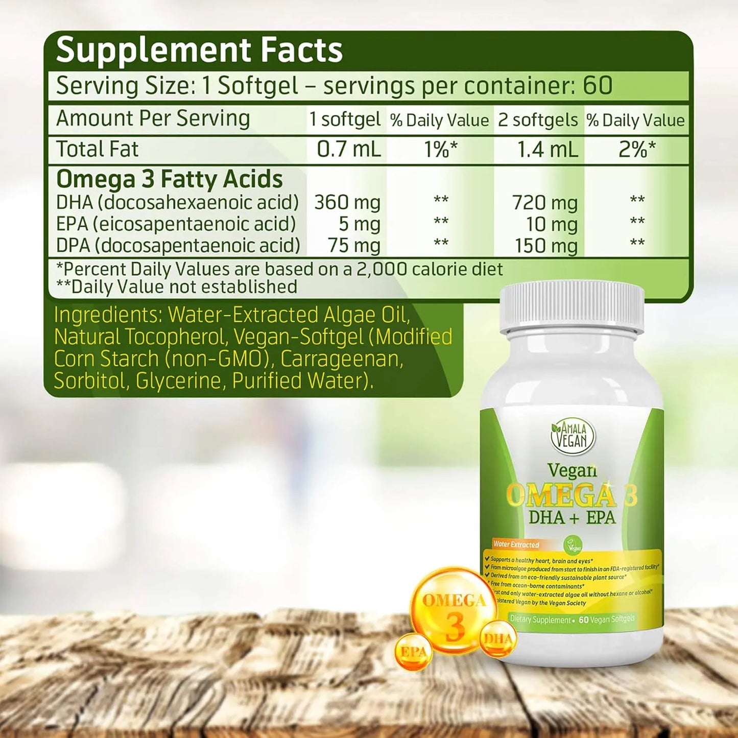 Capsulas Omega 3 Vegano De Liberacion Prolongada Con DHA Y EPA