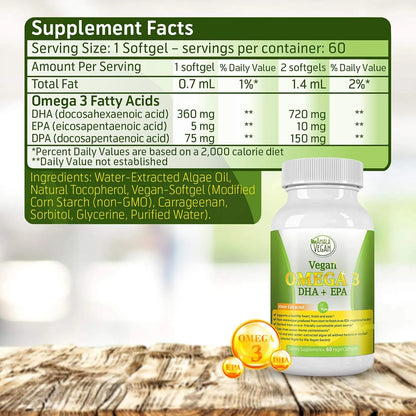 Capsulas Omega 3 Vegano De Liberacion Prolongada Con DHA Y EPA