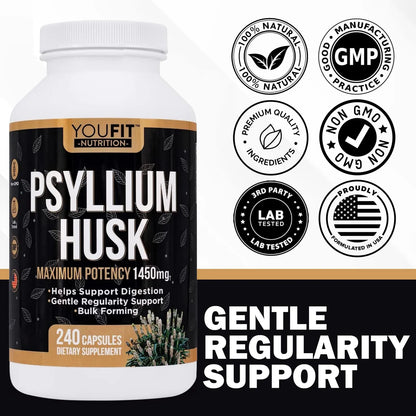 Capsulas De Psyllium 1450 Mg Fibra Soluble Natural Salud Intestinal Regularidad
