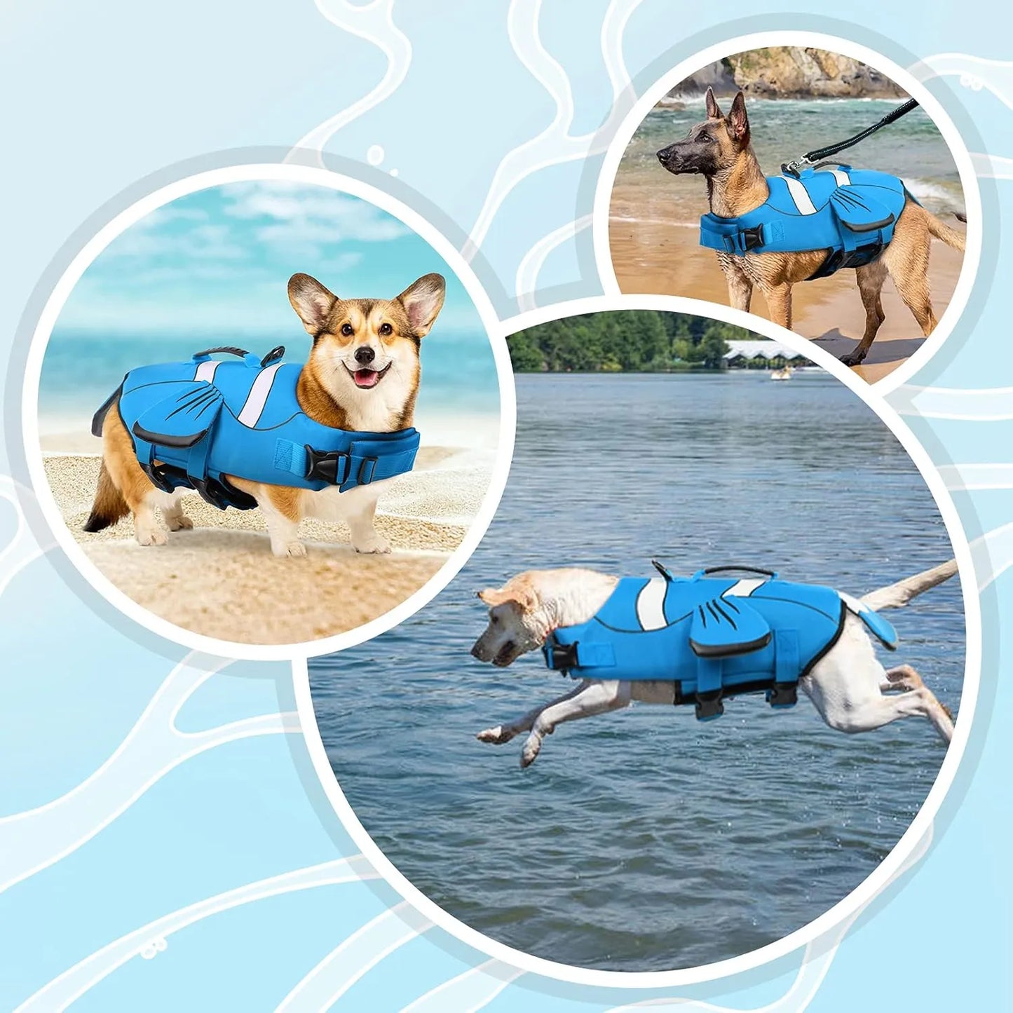 Chaleco Salvavidas Para Perros Ajustable Alta Visibilidad Flotacion Superior