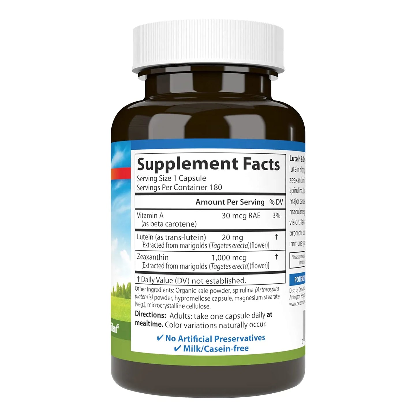 Luteina Y Verduras 20 Mg 180 Capsulas Soporte Vision Antioxidante