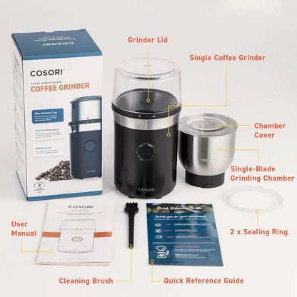 Molinillo Electrico Cafe Expreso COSORI Cuchillas Acero Inoxidable 12 Tazas Negro
