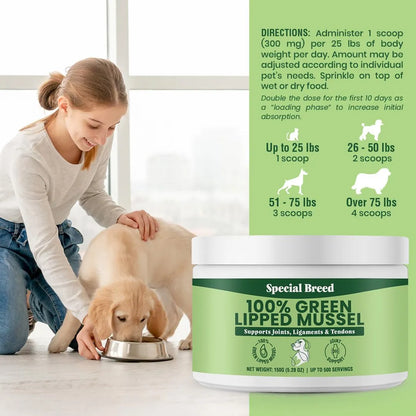 Suplemento Articular Premium Mejillones Labios Verdes En Polvo Para Perros Y Gatos 150g