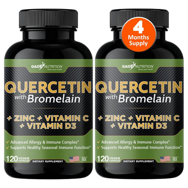 Quercetina 500 Mg Con Vitamina C Zinc Y Bromelina 240 Cápsulas Veganas