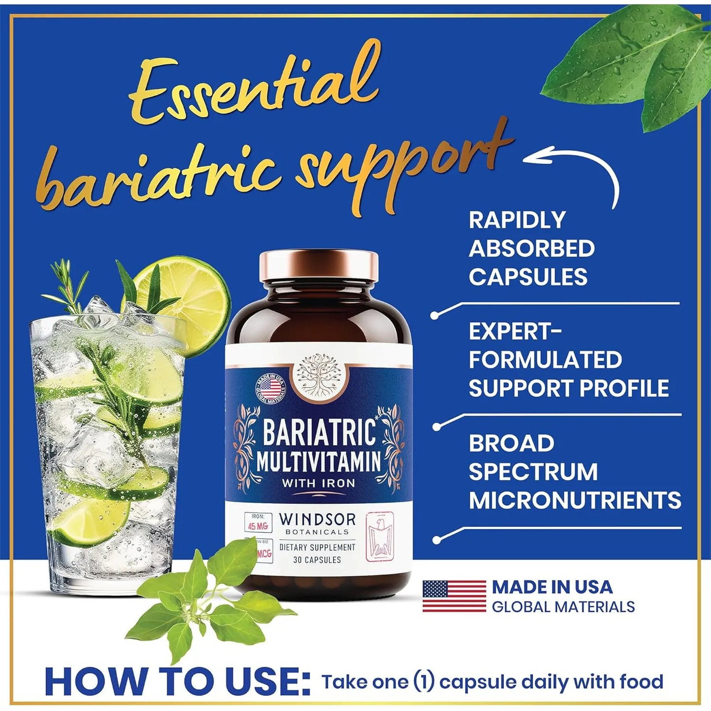 Multivitaminas Bariatricas Con Hierro 45 Mg Facil Absorcion Post Cirugia 30 Capsulas