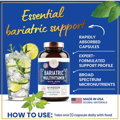Multivitaminas Bariatricas Con Hierro 45 Mg Facil Absorcion Post Cirugia 30 Capsulas