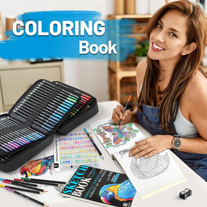 Set Completo De Arte Popyola 136 Lápices Colores Estuche Accesorios