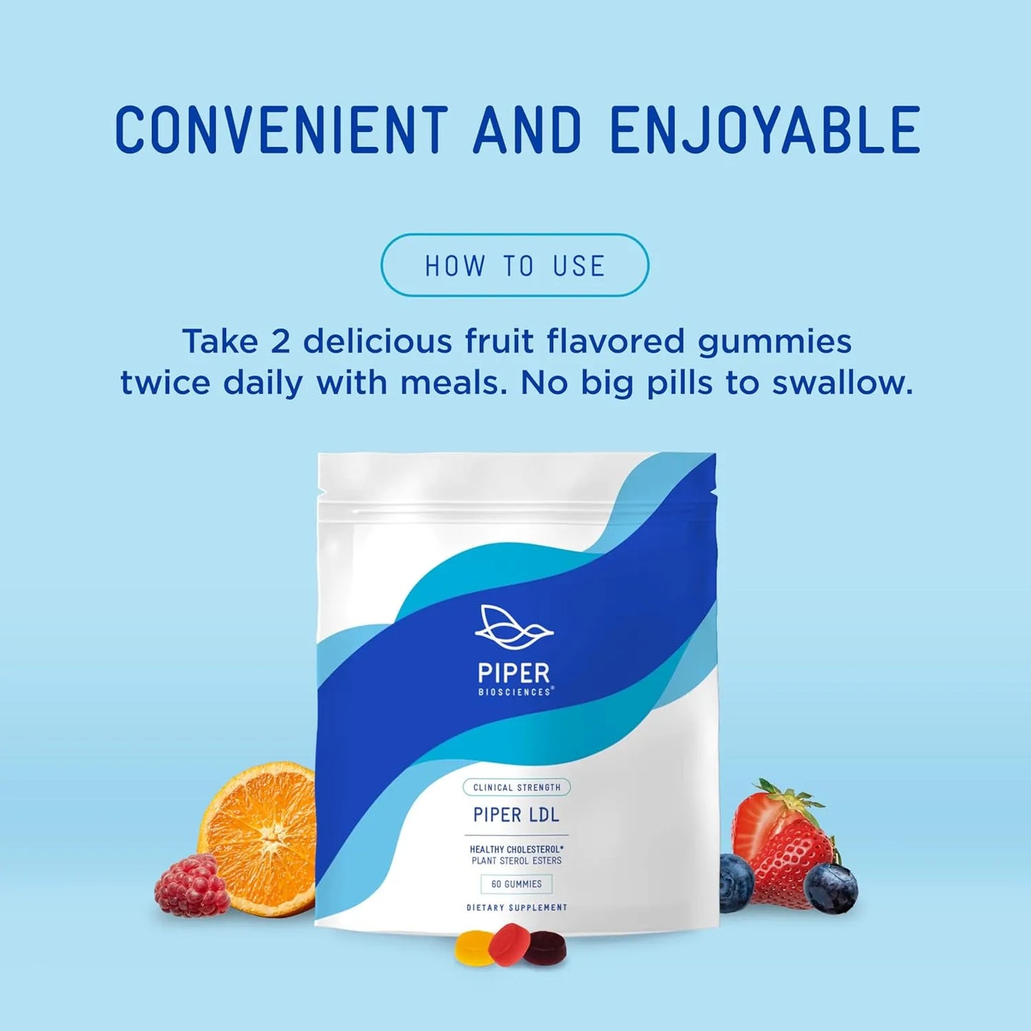 Gomitas Para Colesterol Piper LDL Con Esteroles Vegetales 2280 Mg Veganas