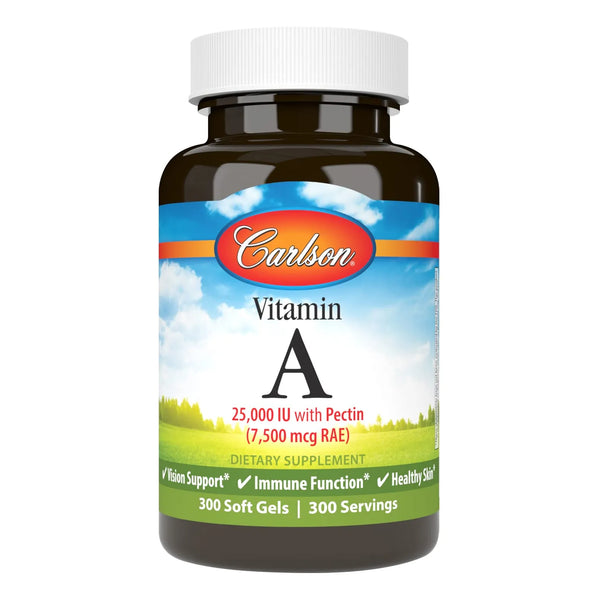 Vitamina A 25000 Ui Con Pectina Para Vision Nocturna Y Piel Saludable 300 Capsulas