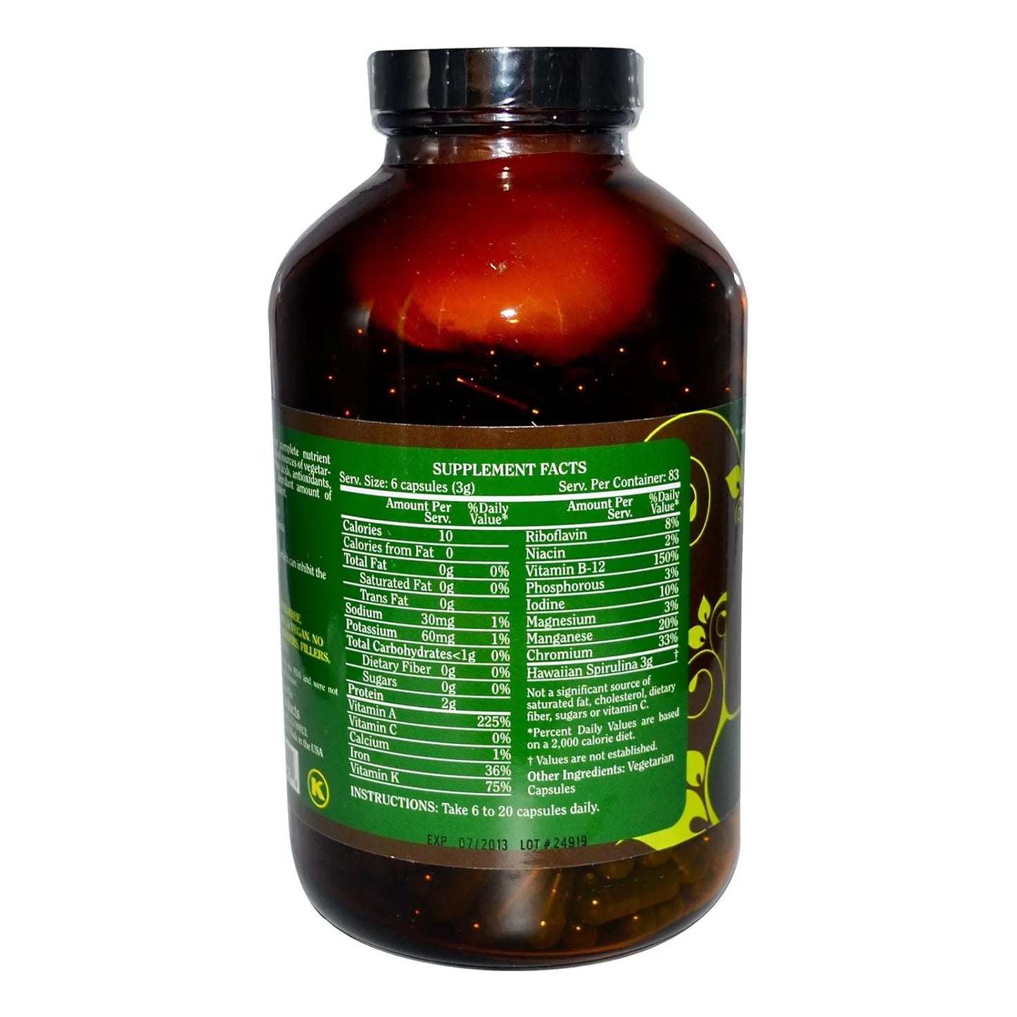 Espirulina 500 Mg 500 Capsulas Naturales Energizantes Pure Planet