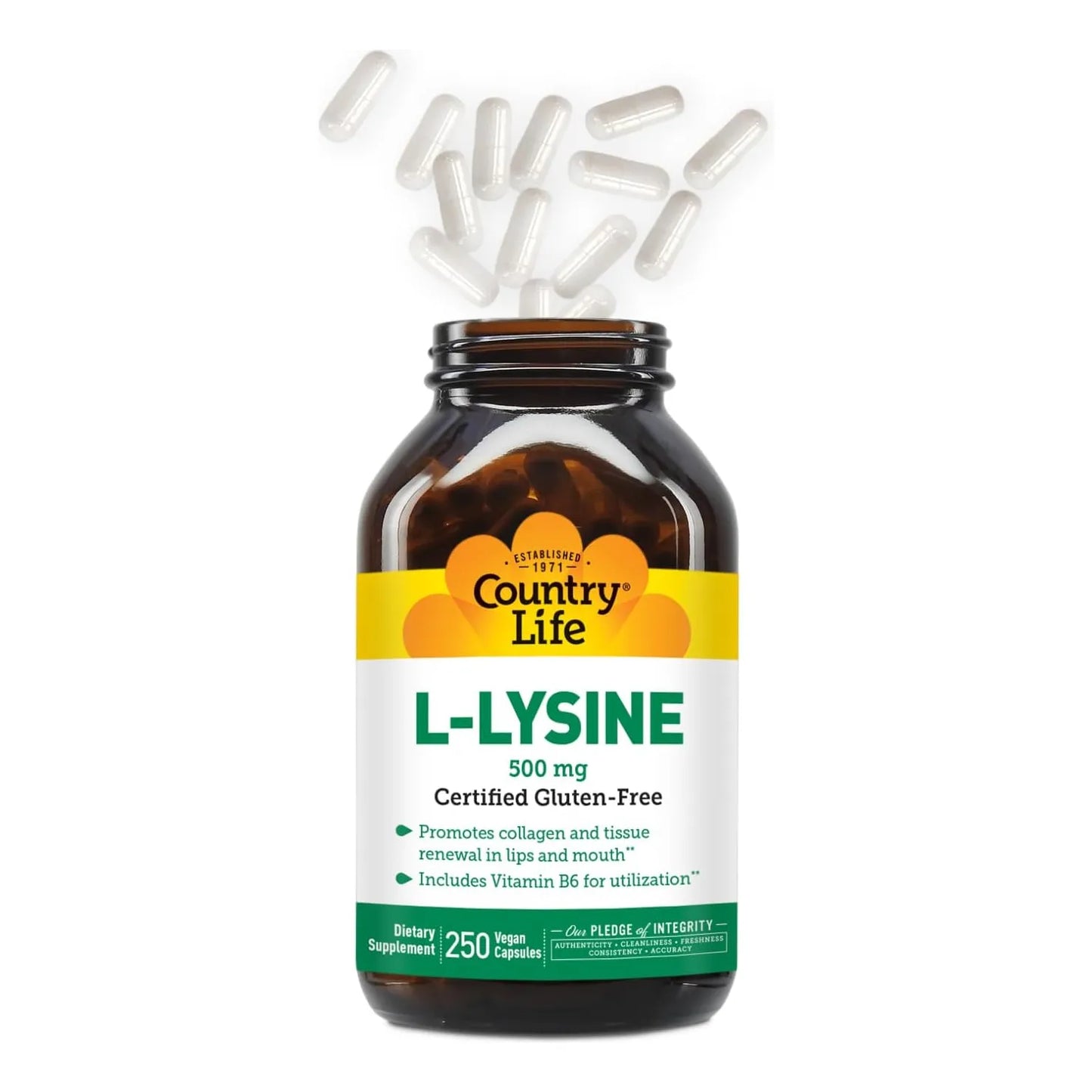 L Lisina 500mg Con B6 Refuerza Sistema Inmune Y Renovación De Colágeno 250 Cápsulas Veganas