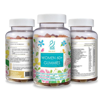 Gomitas Multivitaminicas Para Mujeres Mayores De 60 Años Con Probióticos Y 25 Vitaminas Sabor A Bayas