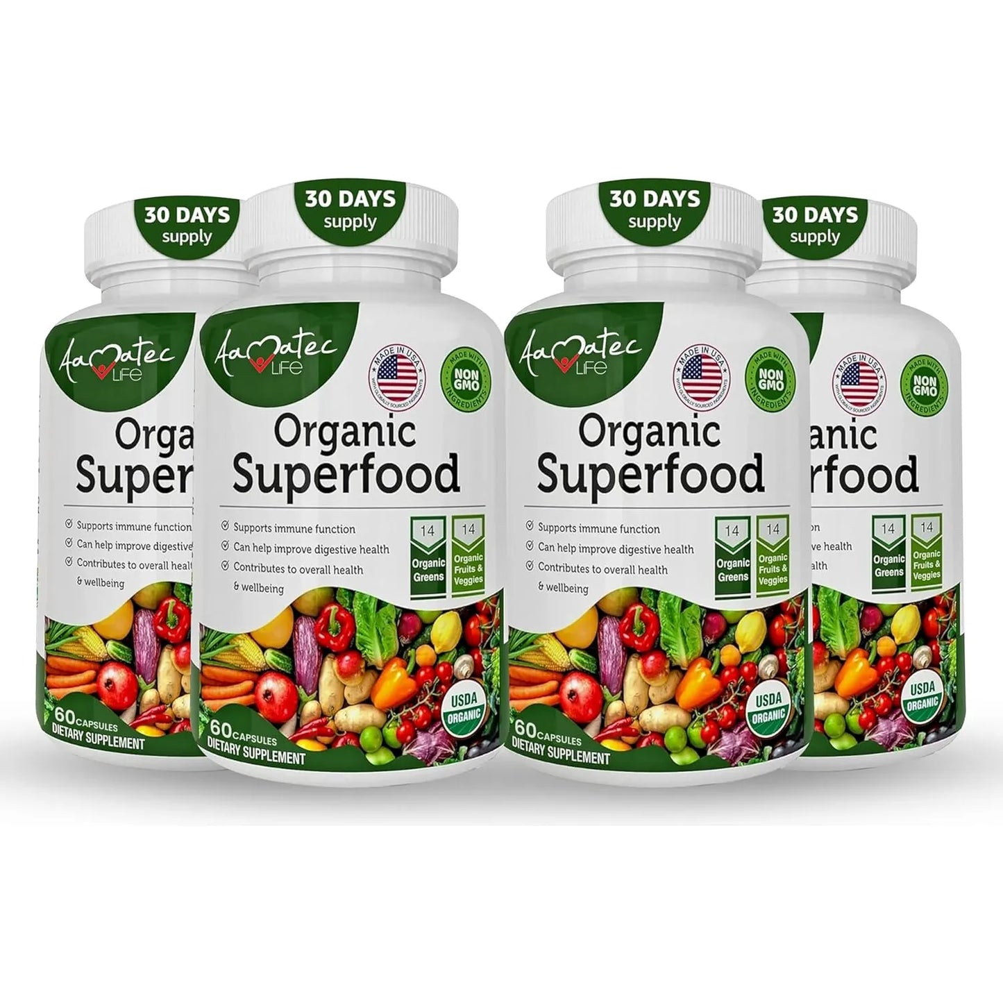 Verde Orgánico Superfood Complejo Frutas Verduras 14 Variedades Suplemento Dietético