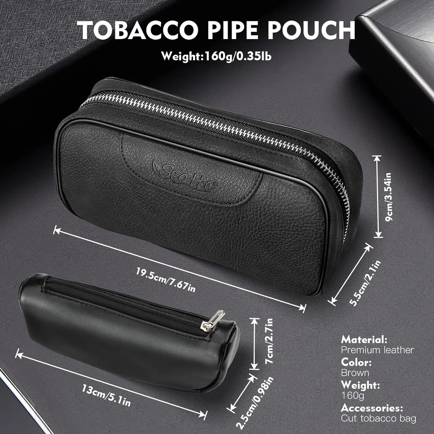 Pipa De Tabaco Madera Pera Con Filtro Y Accesorios Bolsa Cuero Regalo
