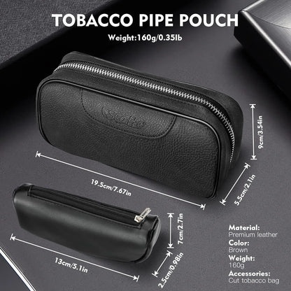 Pipa De Tabaco Madera Pera Con Filtro Y Accesorios Bolsa Cuero Regalo