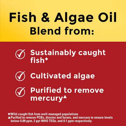 Aceite De Pescado Y Algas Omega 3 1200 Mg Cápsulas Blandas Soporte Cardíaco Y Cerebral