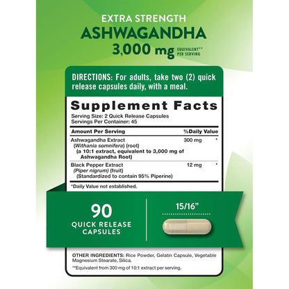 Natures Truth Ashwagandha 3000 Mg  Bienestar Diario 90 Cáps Sin Sabor - Imagen 4