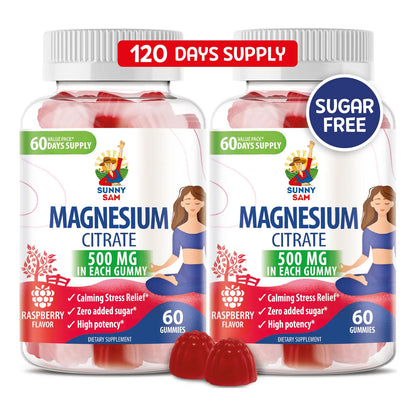 Gomitas Masticables De Magnesio 500 Mg Sabor Frambuesa Para Niños Y Adultos