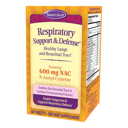 Natures Secret Apoyo Respiratorio Y Defensa 60 Tabletas Con NAC Para Pulmones Saludables