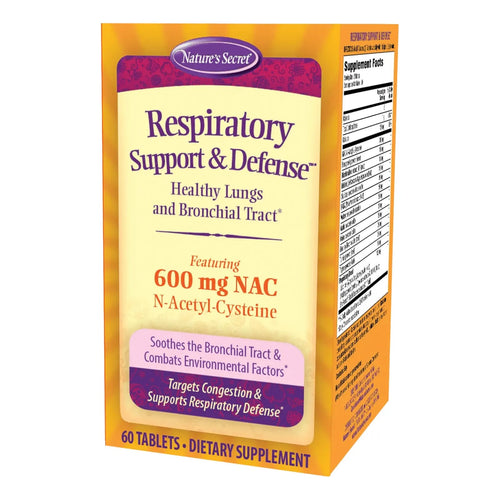 Natures Secret Apoyo Respiratorio Y Defensa 60 Tabletas Con NAC Para Pulmones Saludables