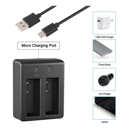 Batería Recargable 1050mAh Para Cámara De Acción Paquete De 3 Con Cargador Dual