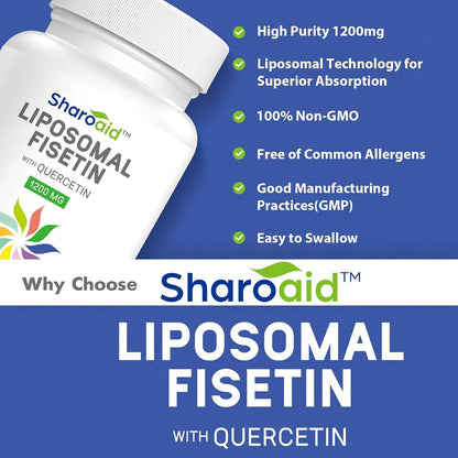 Fisetina Liposomal Con Quercetina 1200 Mg Antioxidante Premium Para Longevidad Celular