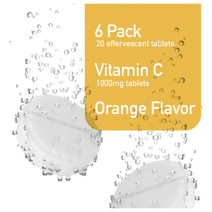 Vitamina C Efervescente 1000 Mg 120 Tabletas Sabor Naranja
