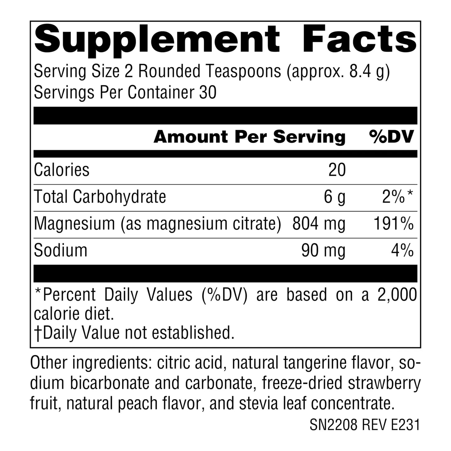 Polvo De Magnesio Sabor Mandarina 255 Gr Serene Science Cuerpo Pacifico