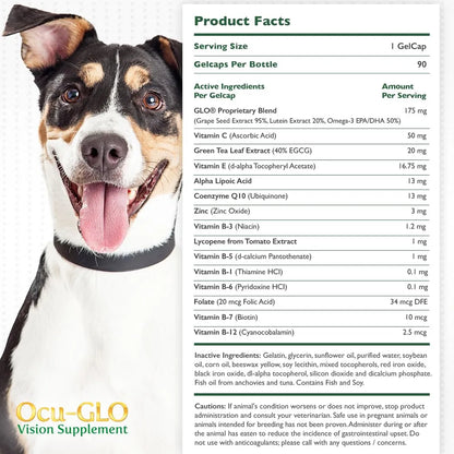 Ocu GLO Cápsulas Líquidas Suplemento Visión Canina Para Perros Pequeños 90 Gelcaps