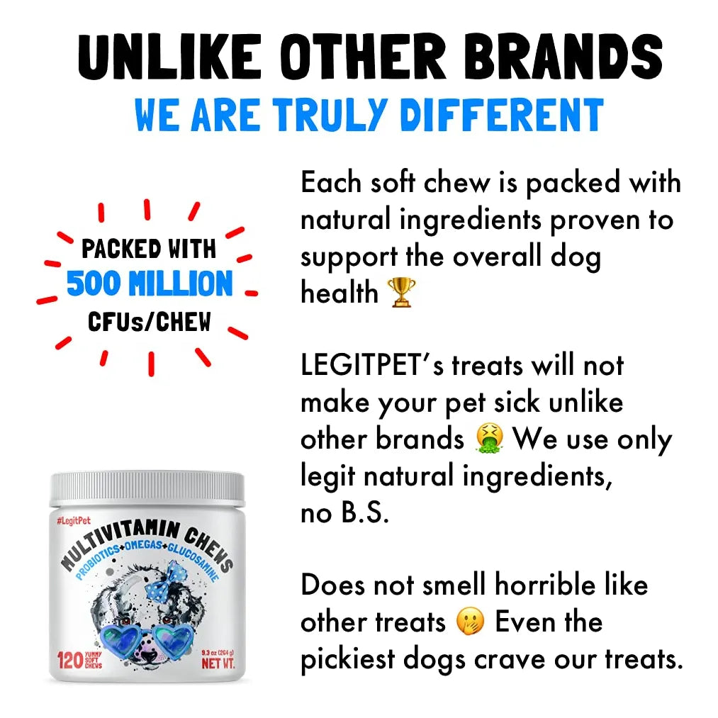 Vitaminas Masticables Para Perros Con Glucosamina Y Probióticos 120 Unidades