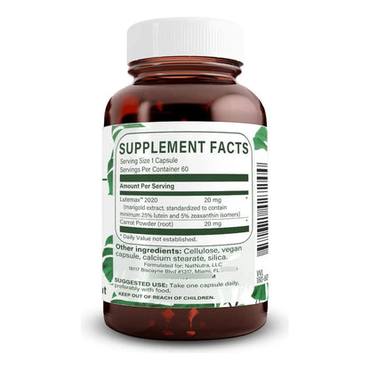 Suplemento De Luteína Y Zeaxantina 20 Mg Para Salud Ocular Y Protección Macular 60 Cápsulas