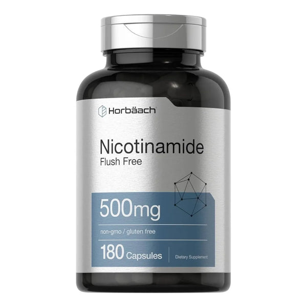 Horbäach Nicotinamida 500mg 180 Cápsulas Vitamina B3 Sin Rubor Sin Gluten - Imagen 1