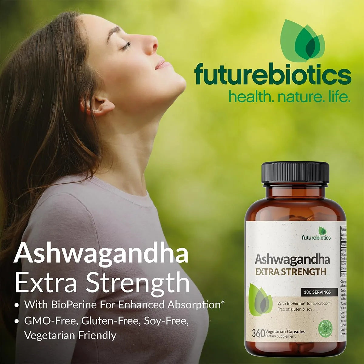Ashwagandha Extra Fuerte Soporte Estrés Estado Ánimo 360 Cápsulas Vegetarianas Con BioPerine