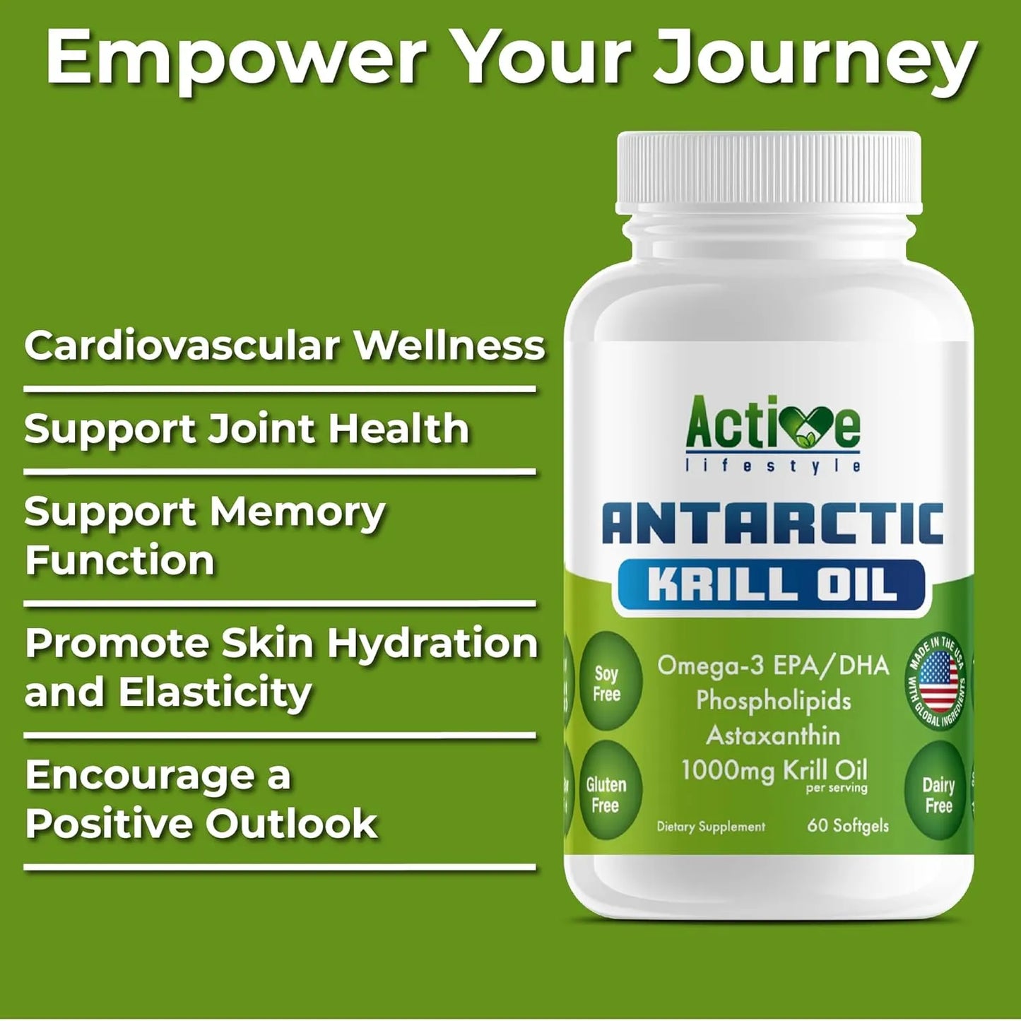 Aceite De Krill Antártico 1000 Mg Para Articulaciones Movilidad Memoria Y Corazón