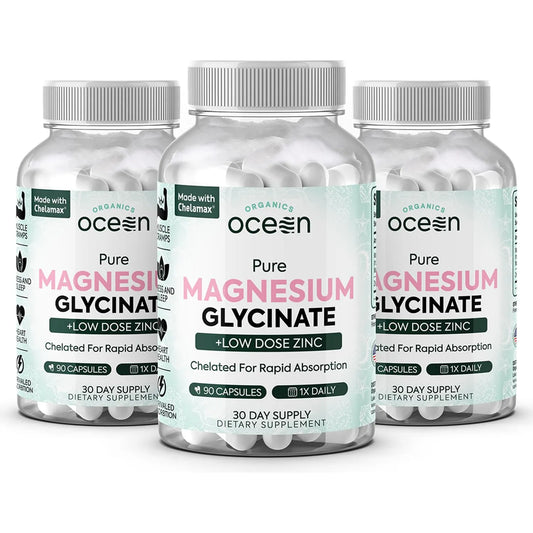 Glicinato De Magnesio Puro Con Zinc Suplemento Para Dormir Y Calambres Musculares