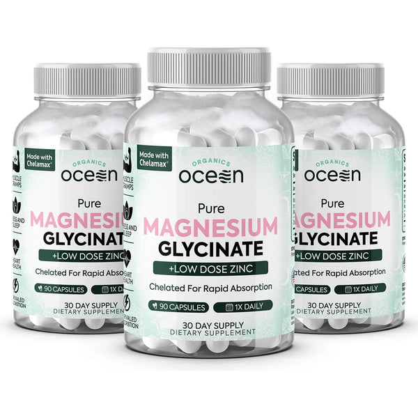 Glicinato De Magnesio Puro Con Zinc Suplemento Para Dormir Y Calambres Musculares