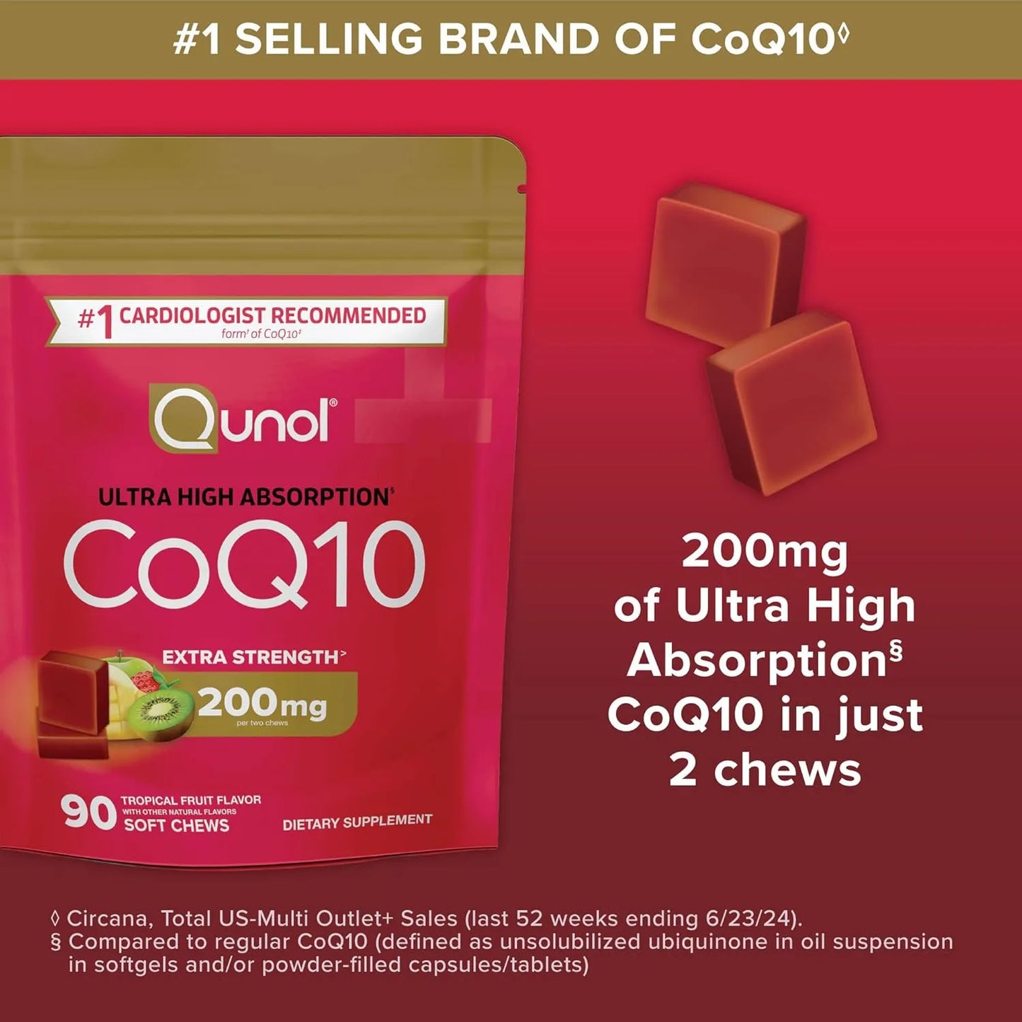 Masticables Suaves De CoQ10 200 Mg Extra Fuertes Alta Absorcion Salud Cardíaca