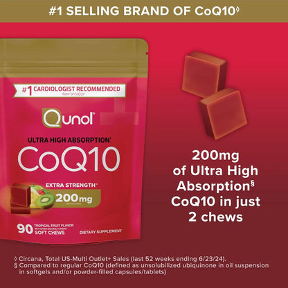 Masticables Suaves De CoQ10 200 Mg Extra Fuertes Alta Absorcion Salud Cardíaca