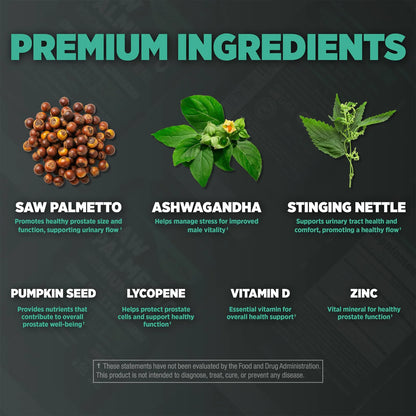 Suplemento Próstata Premium Saw Palmetto Ortiga Ashwagandha Licopeno 60 Cápsulas