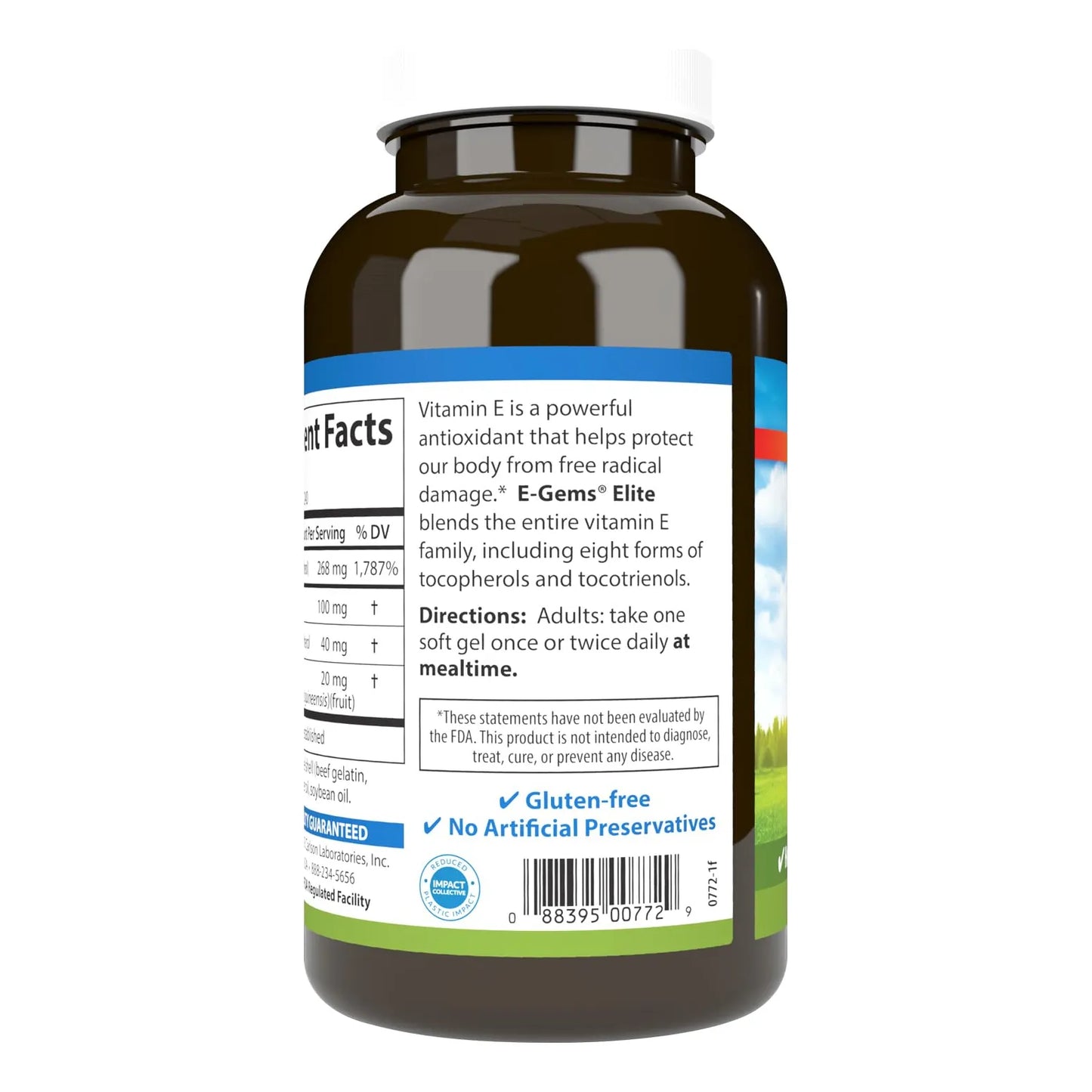 Vitamina E Natural 400 IU E Gems Elite Corazon Piel Suavegel Usa