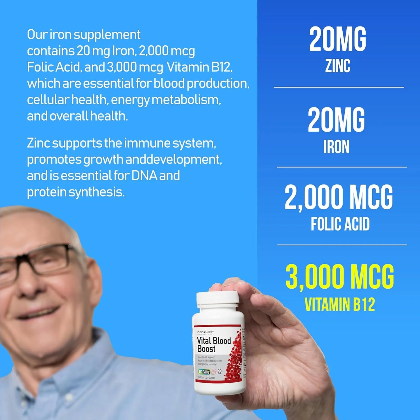 Suplemento Impulso Vital Glóbulos Rojos Blancos Hierro Vitaminas 90 Tabletas