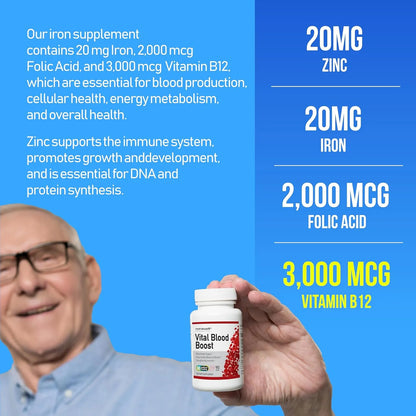 Suplemento Impulso Vital Glóbulos Rojos Blancos Hierro Vitaminas 90 Tabletas