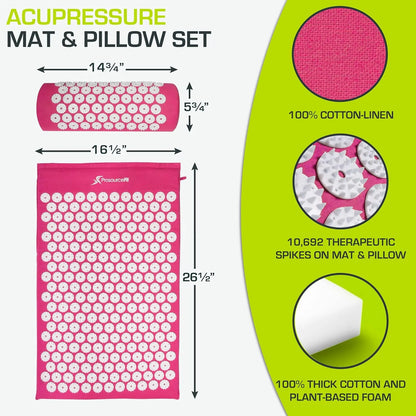 Colchoneta De Acupresion ProsourceFit Alivia Dolor Espalda Y Cuello Con Almohada Incluida