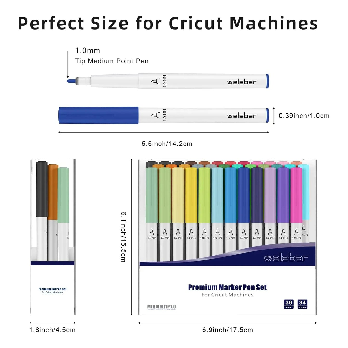 Welebar 1.0 Tip Pen Set 36 Rotuladores Punta Fina Para Cricut Maker 3 Maker Explore Air 2