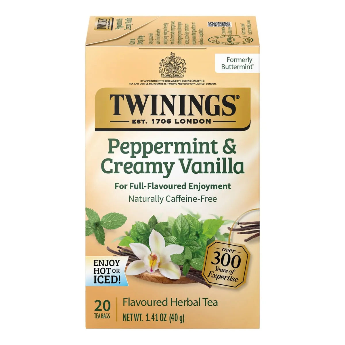 Te Herbal Menta Y Vainilla Sabor Natural 20 Bolsas Individuales