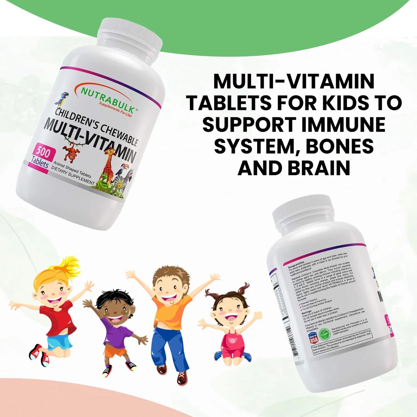 Multivitaminas Masticables Infantiles Con Vitaminas A C D3 E B12 Zinc Sabor Frutas