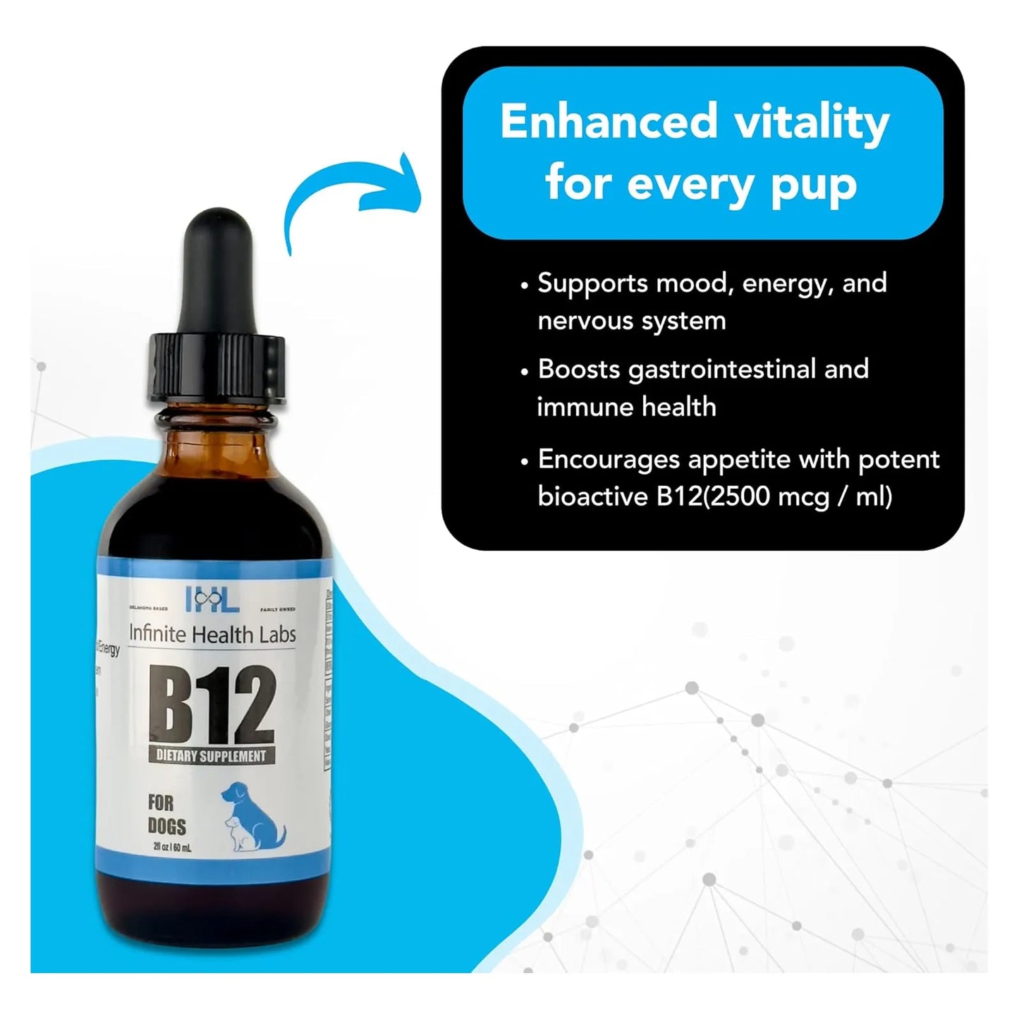 Vitamina Líquida B12 Metilcobalamina Para Perros Medianos y Grandes Energía y Vitalidad