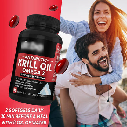 Aceite De Krill Antártico 1000 Mg Cápsulas Blandas Omega 3 EPA DHA