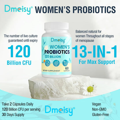 Probióticos 13 En 1 Para Mujeres 120 Mil Millones UFC Alivia Menopausia Sofocos Digestión